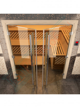 Дверь для бани и сауны Престиж двойная, бронза, 2000х1530 по коробке (DoorWood)