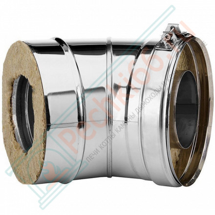 Отвод 15° V50R с изол (AISI-321/0,8-AISI-304/0,5) d-150/250 (Вулкан-Cerablanket)