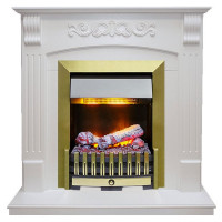 Электрический каминокомплект Sorrento угловой - Белый дуб с очагом Danville Antique Brass FB2