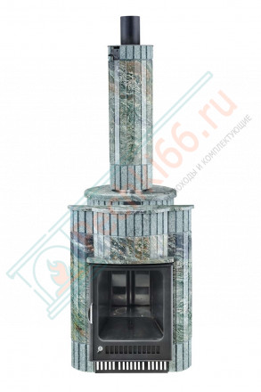Дровяная банная печь Ферингер Малютка ПФ "Жадеит перенесённый рисунок + жадеит бучардированный" до 18 м³