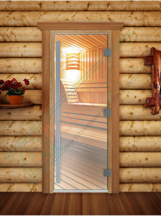 Дверь для бани и сауны Престиж прозрачная, 1900х700 по коробке (DoorWood)