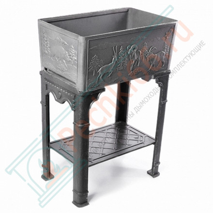 Чугунный мангал литой Красная книга-3, с полкой (Литтех)