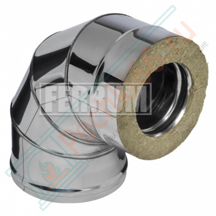 Сэндвич колено 90° (НЕРЖ-430/0,8-НЕРЖ-430/0,5) d-200/280 (Ferrum HF)