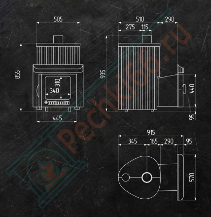 Дровяная банная печь Ферингер Малютка ПФ "Окаменевшее дерево перенесённый рисунок" до 18 м³