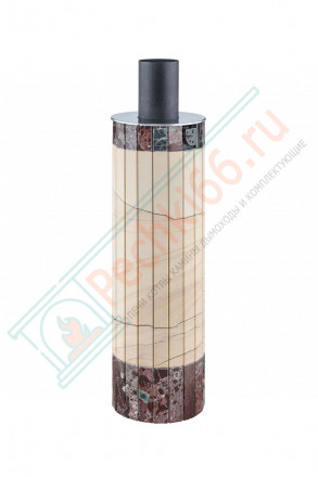 Дымоход - конвектор Окаменевшее дерево перенесённый рисунок + Россо Леванте, d-115, L=1000 мм (Feringer)