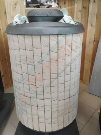 Печь для бани Атмосфера XL+, усиленная каменка, ламели "Окаменевшее дерево" (ProMetall)