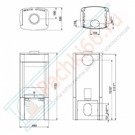 Печь-камин Scan 65-4, стеатит, с задним выходом (Scan)