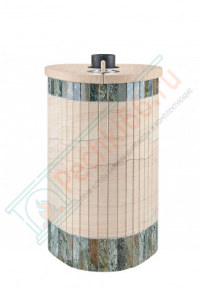 Дровяная банная печь Ферингер Малютка ПФ "Окаменевшее дерево перенесённый рисунок+Жадеит" до 18 м³