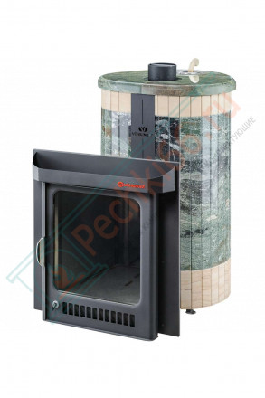 Дровяная банная печь Ферингер Малютка "Жадеит перенесённый рисунок + Окаменевшее дерево" до 18 м³