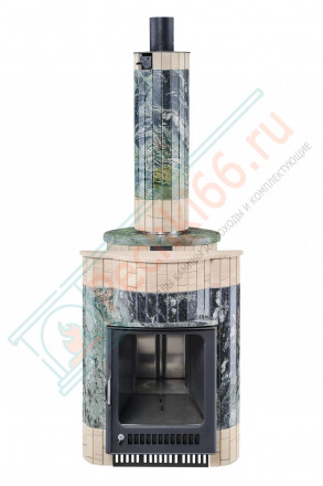 Дровяная банная печь Ферингер Малютка "Жадеит перенесённый рисунок + Окаменевшее дерево" до 18 м³