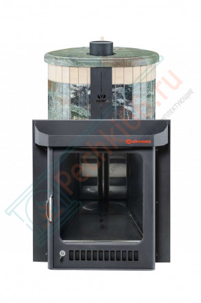 Дровяная банная печь Макси ПФ "Жадеит перенесённый рисунок + Окаменевшее дерево" (Ферингер)