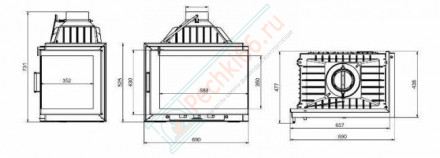 Каминная топка Trent left с левым стеклом (NORDflam) 14 кВт