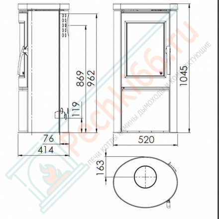 Печь-камин Shape 2, серый, талькохлорит (Varde)