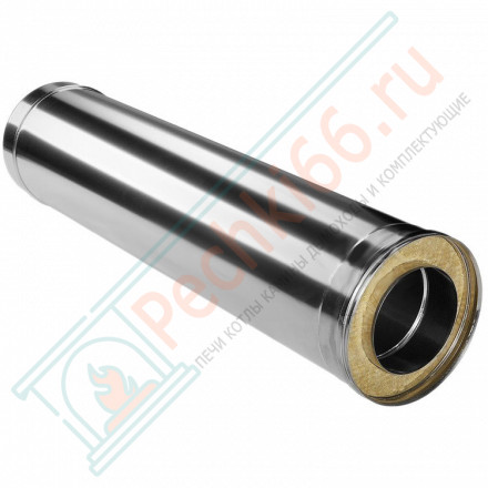 Сэндвич труба для дымохода L=1000 (НЕРЖ-321/0,8-НЕРЖ-439/0,5) d-130/210 (Дымок-Lux)