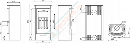 Печь-камин Orti, черная сталь (Defro-Home) 9кВт