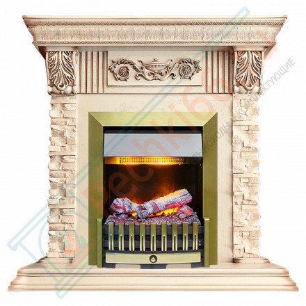Электрокаминокомплект Luxemburg (каменный) - Сланец/Cлоновая кость с патиной с очагом Danville Antique Brass FB2
