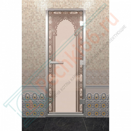 Стеклянная дверь DoorWood «Хамам Восточная Арка Бронза матовая» 190х70 (по коробке)