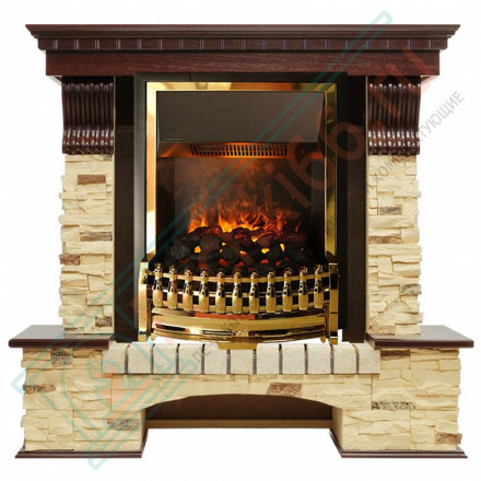 Каминокомплект электрический Pierre Luxe угловой - Темный дуб / Сланец (Высота 1050мм) с очагом Atherton (Dimplex)