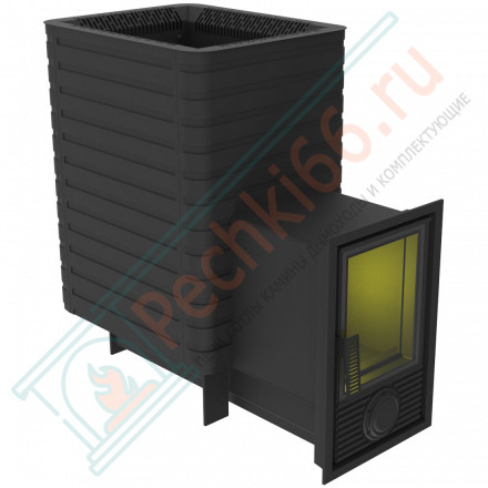 Печь для бани Фаворит 24 Д-2, каминная дверца (Березка)