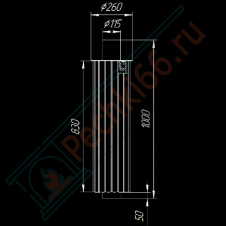 Дымоход - экономайзер Жадеит перенесённый рисунок + Окаменевшее дерево, d-115, L=1000 мм (Feringer)