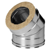 Отвод 45° с изол (НЕРЖ-321/0,8-НЕРЖ-439/0,5) d-120/200 (Дымок-Lux) Отвод 45° с изол (НЕРЖ-321/0,8-НЕРЖ-439/0,5) d-120/200 (Дымок-Lux)