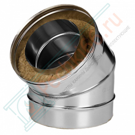 Отвод 45° с изол (НЕРЖ-321/0,8-НЕРЖ-439/0,5) d-180/260 (Дымок-Lux)