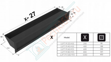 Решетка 9X60 белая LUFT/9/60/45S/B (Kratki)