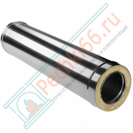 Сэндвич труба для дымохода L=1000 (НЕРЖ-321/0,5-НЕРЖ-439/0,5) d-300/380 (Дымок-Lux)