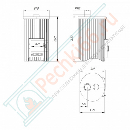 Дровяная банная печь Ферингер УЮТ-18 "Окаменевшее дерево наборный" до 18 м³