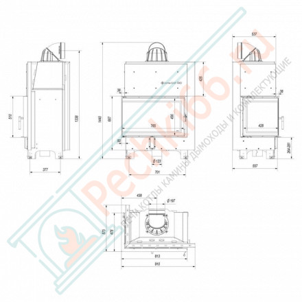 Стальная топка MBO/L/BS/SG, гнутое стекло (Kratki)