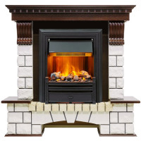 Каминокомплект электрический Pierre Luxe угловой - Темный дуб / Белый (Высота 1050мм) с очагом Brookline Black (Dimplex)