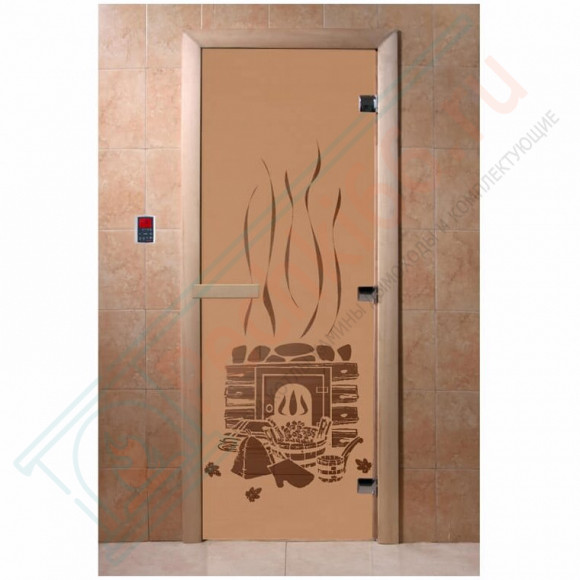 Дверь стеклянная для бани, матовая бронза, "Банька" 1900х700 (DoorWood) в Ростове-на-Дону