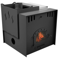 Печь для бани с баком для воды 60 л Горыныч Мини, стекло, система отопления ТермоСфера