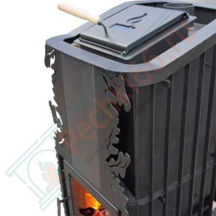 Печь банная Терма Каменка мини укороченная топка, панорама (Варвара)