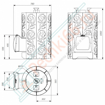 Печь для бани Violet World Steel Romb Short Window Max Pro (Grill’D)