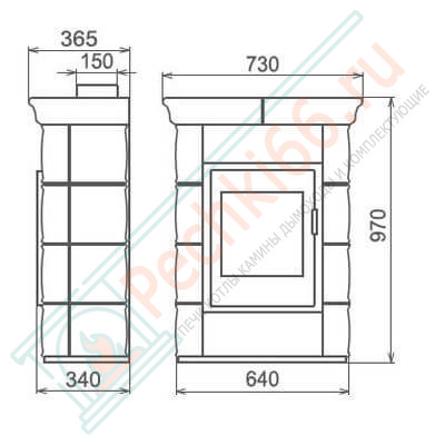 Печь-камин Borgholm keramik, Каштановая (Thorma) до 165 м3