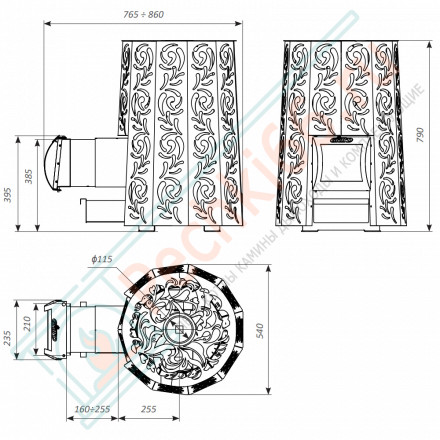 Печь для бани Violet Steel Romb Long Pro (Grill’D)
