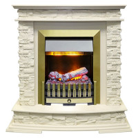 Каминокомплект Luzern - Слоновая кость с электрическим очагом Danville Antique Brass FB2