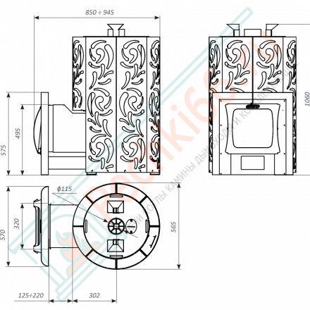 Печь для бани Violet World Romb Long Window Max Pro (Grill’D)