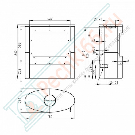Печь-камин Navia керамика (Romotop)